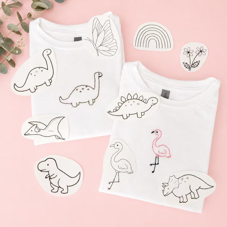 Kids stick and stitch embroidery pattern