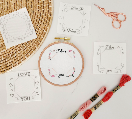 stick and stitch love photo frame embroidery pattern