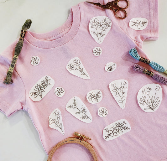 Floral stick and stitch hand embroidery patterns