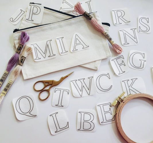 Simple alphabet letters stick and stitch patterns