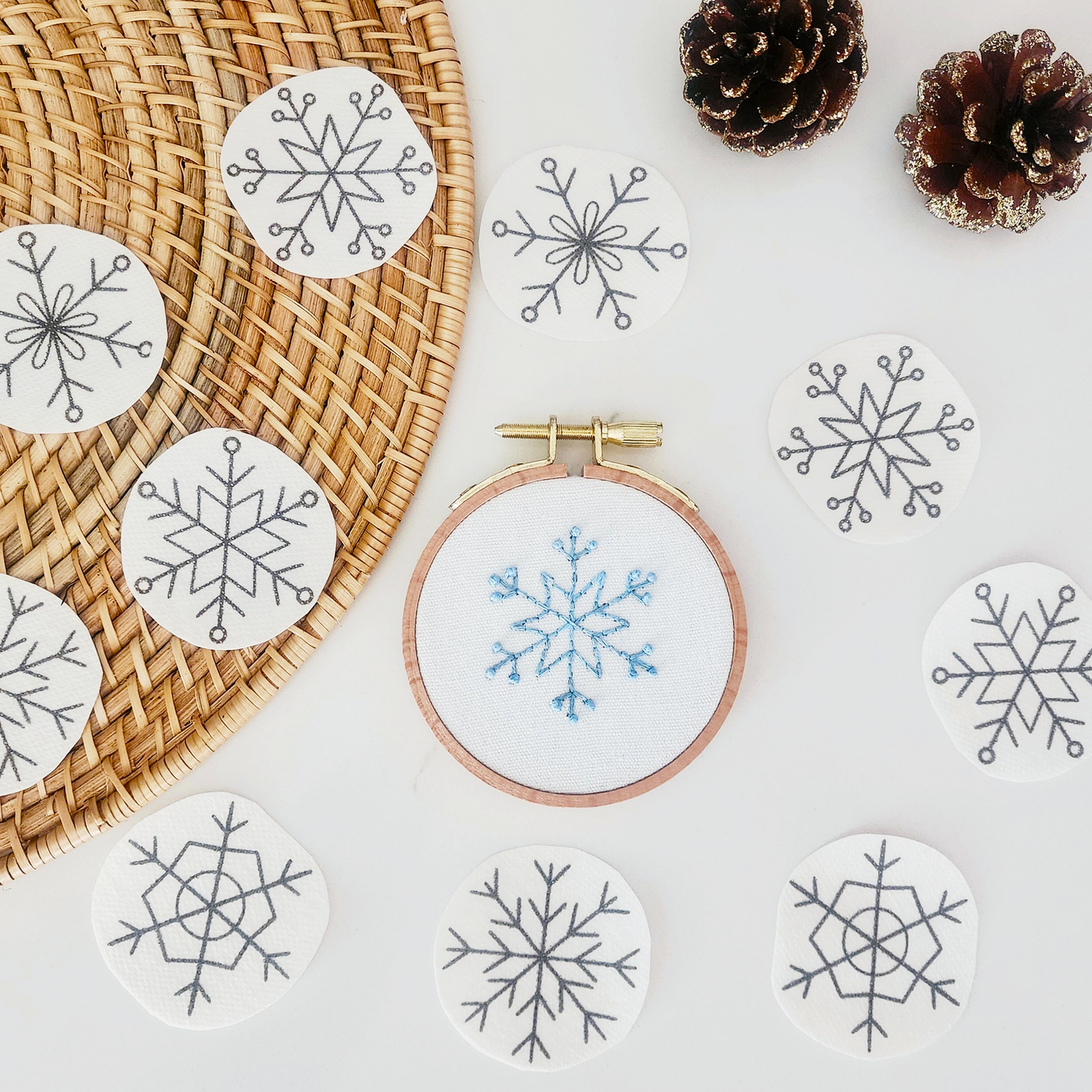 Stick and stitch snowflake embroidery patterns
