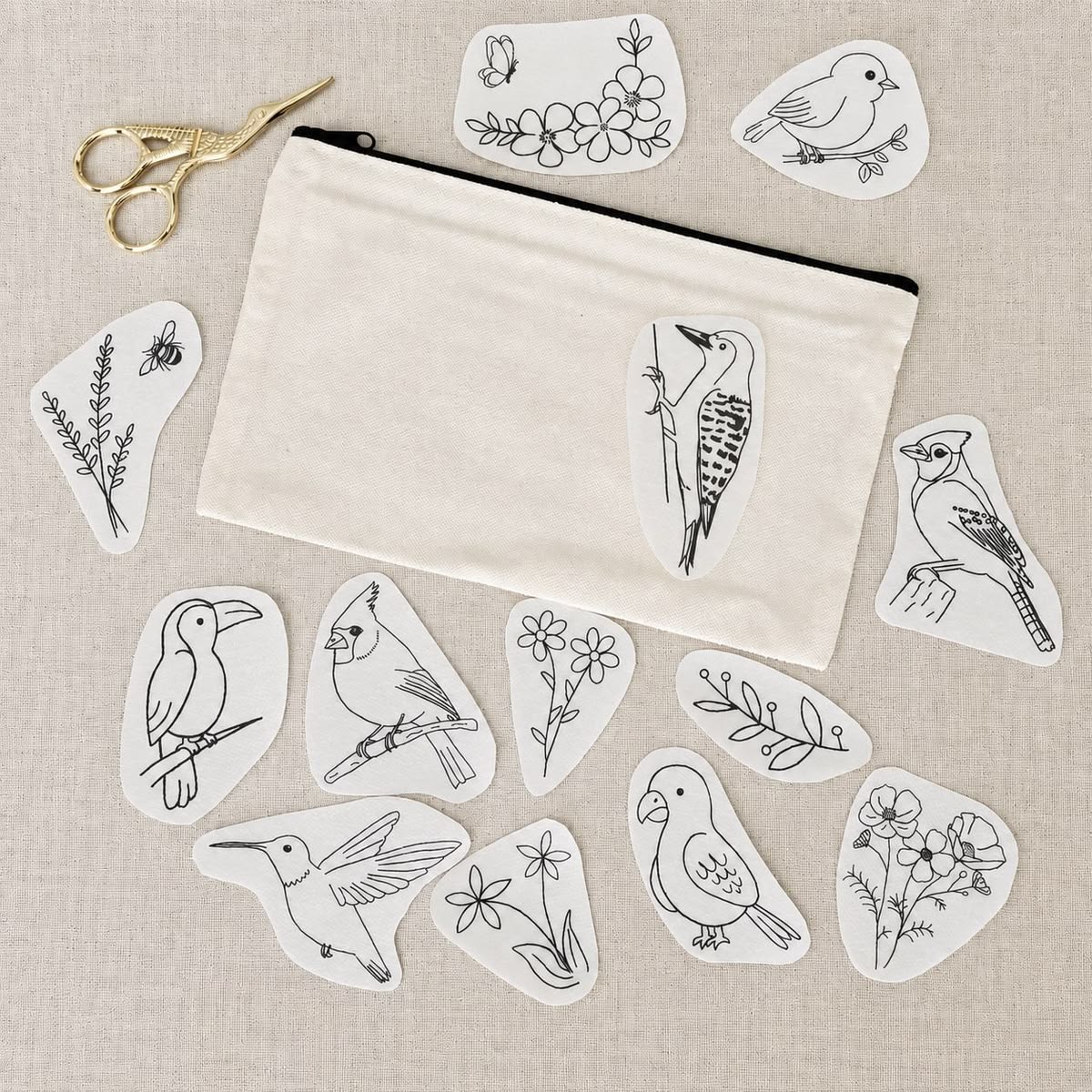 stick and stitch different bird embroidery patterns