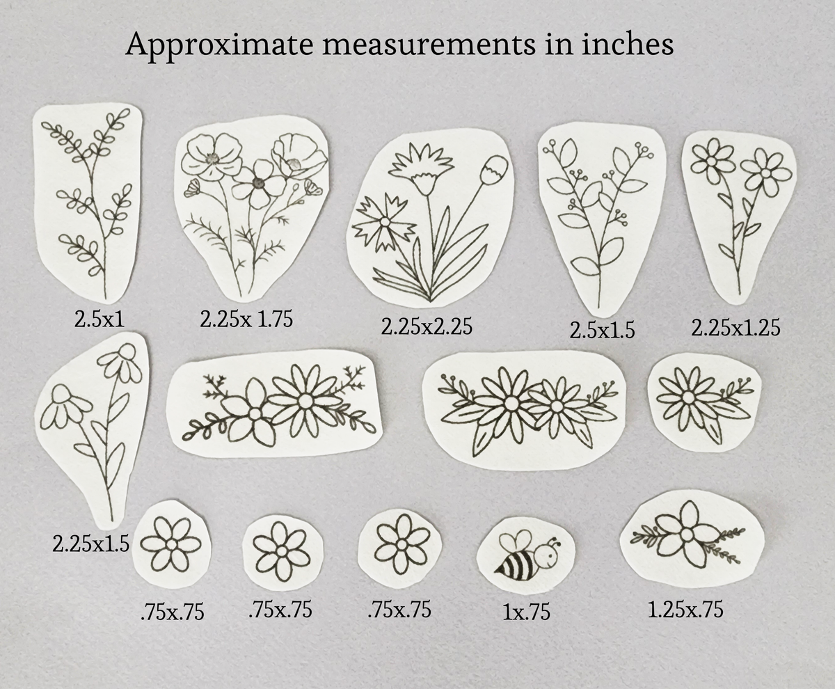 Floral stick and stitch hand embroidery patterns