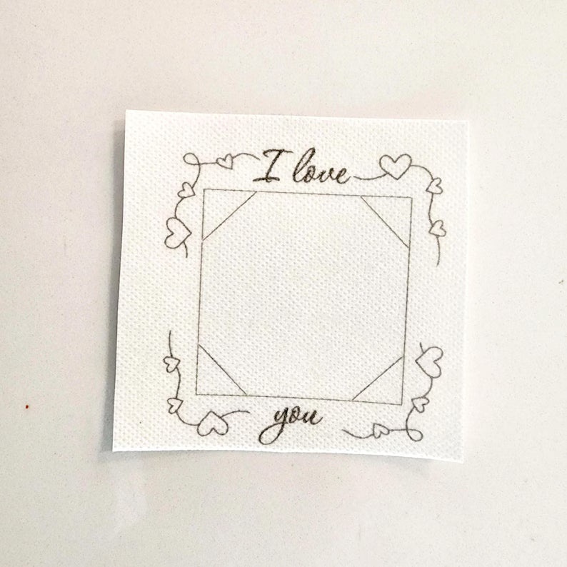 stick and stitch love photo frame embroidery pattern