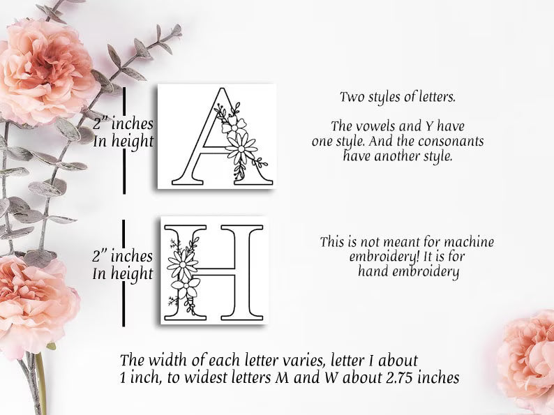 Stick and Stitch floral alphabet embroidery patterns