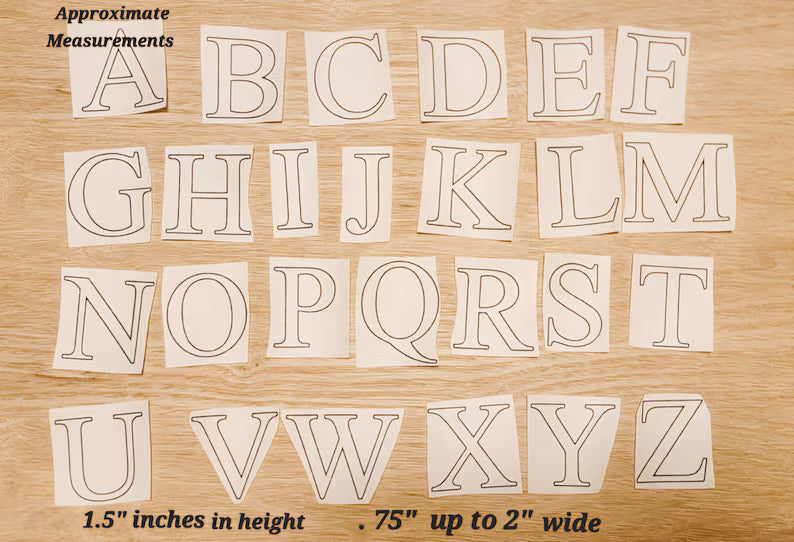 Simple alphabet letters stick and stitch patterns