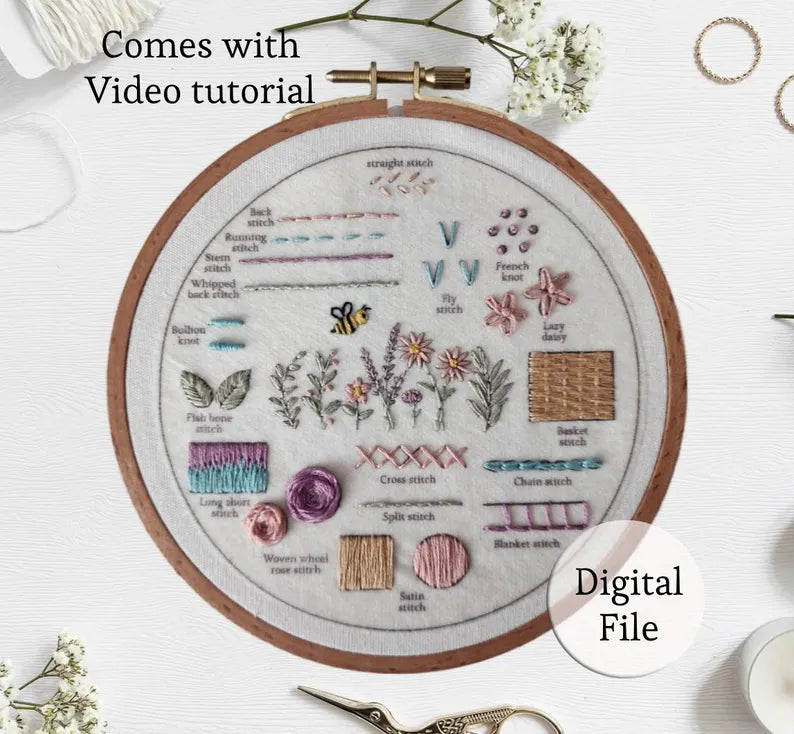 Digital embroidery sampler learn to embroider