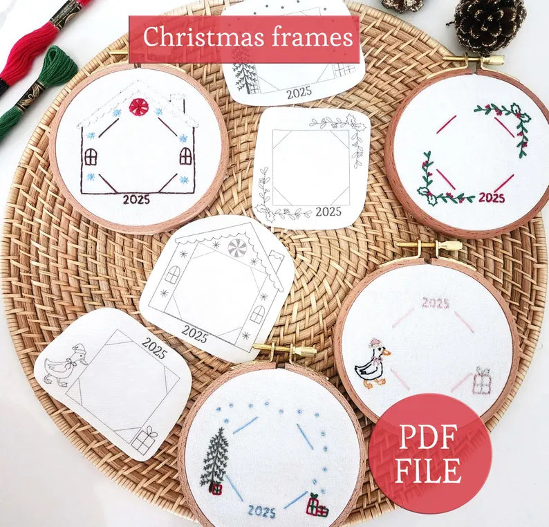 Pdf Christmas stick and stitch photo frames