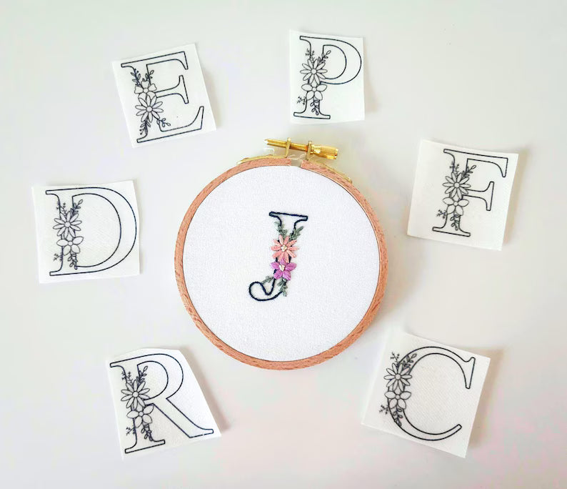 Stick and Stitch floral alphabet embroidery patterns