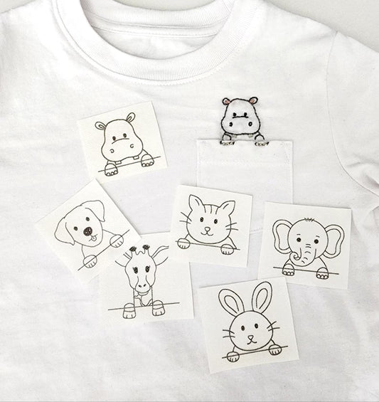 Stick and stitch pocket animal embroidery patterns