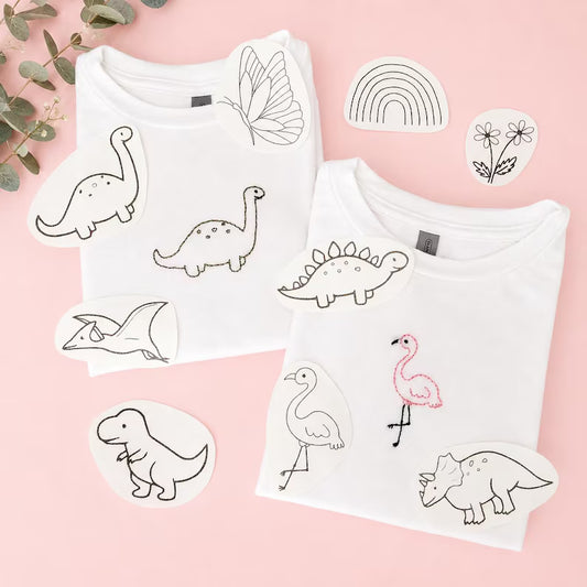 Kids stick and stitch embroidery pattern