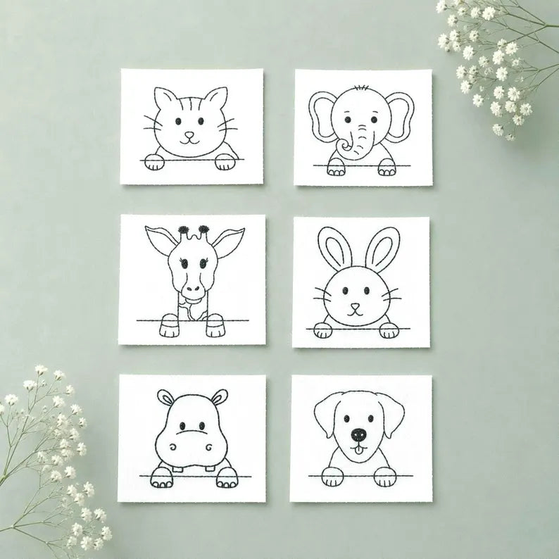 Stick and stitch pocket animal embroidery patterns