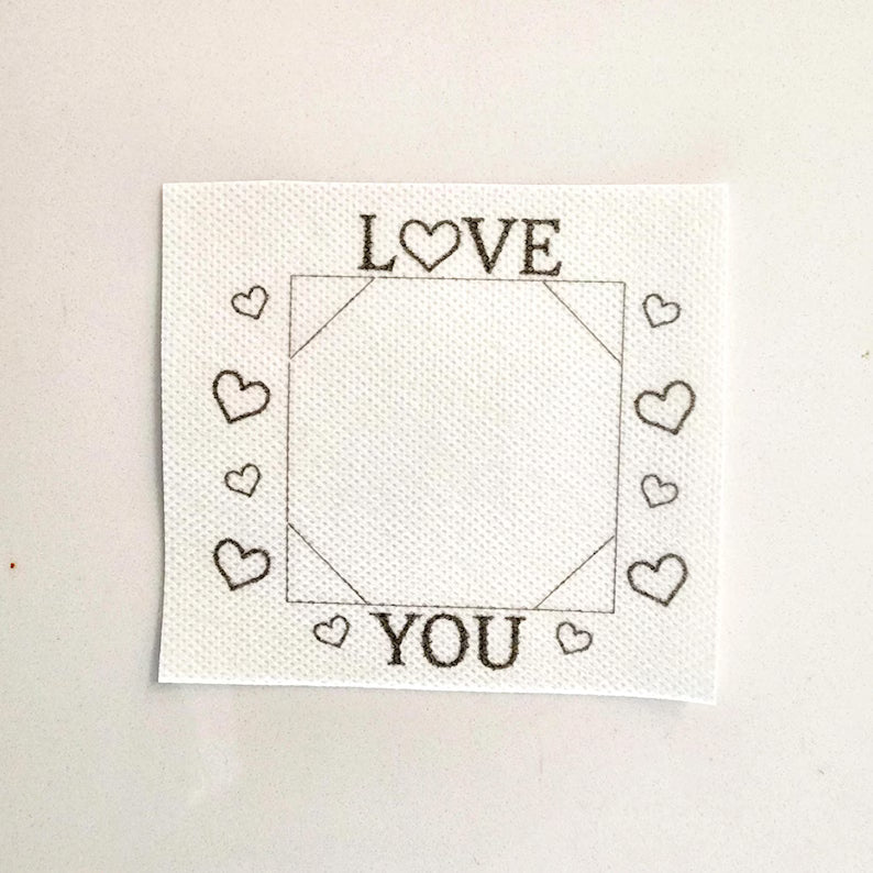stick and stitch love photo frame embroidery pattern